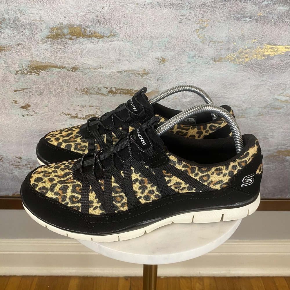 Skechers Air Cooled Shoes Womens Size 9.5 Brown Leopard Sneakers SN 104099 - Picture 1 of 11